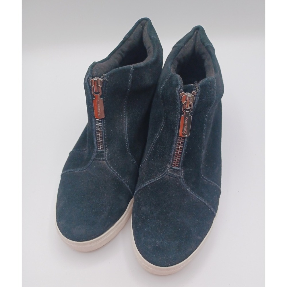 Blondo women BLACK suede waterproof Glenda‎ platform wedge sneakers US 7 Zipper